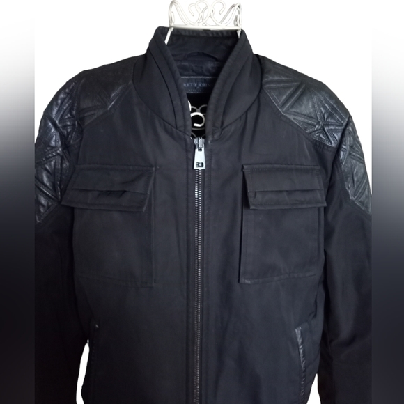 Brett Johnson Mixed Media Bomber Jacket size Large - Picture 2 of 16